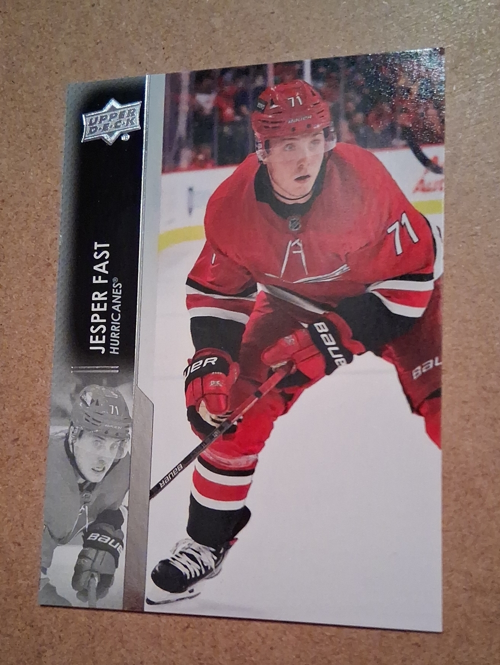 Upper Deck Jesper Fast Hockey Card - Red Carolina Hurricanes Jersey